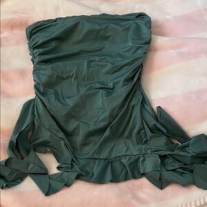 Chic Teal Strapless Women's Blouse